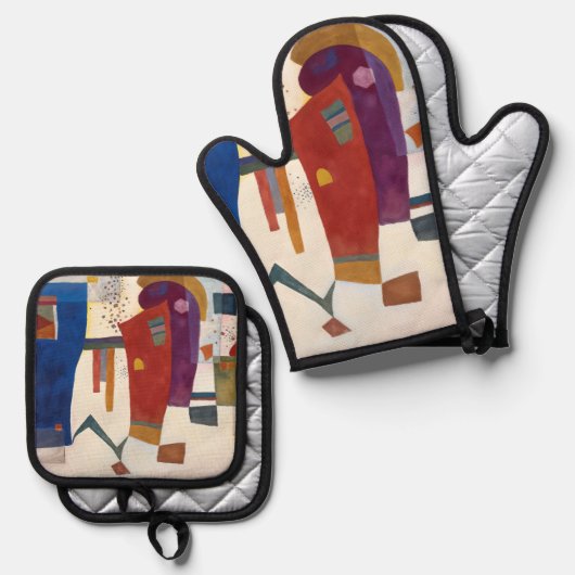 Accompanied Contrast, Kandinsky  Ovenwant & Pannenlap Set (Voorkant / Achterkant)