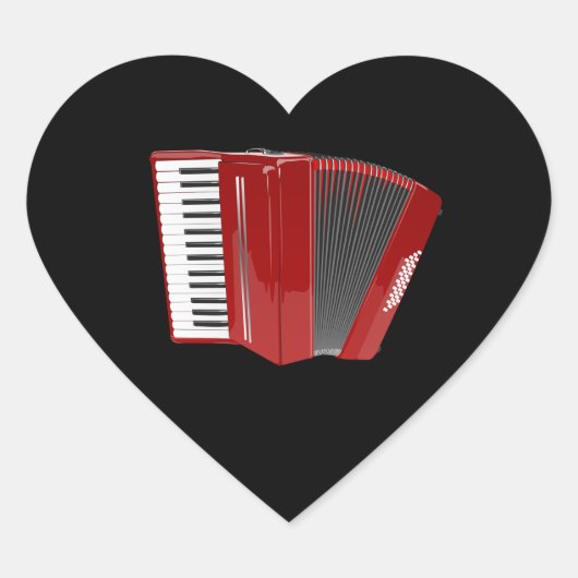 Accordeon: De Rode Accordeon Hart Sticker (Voorkant)