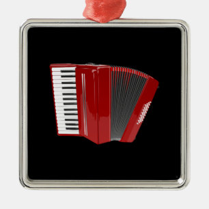 Accordeon: De Rode Accordeon Metalen Ornament