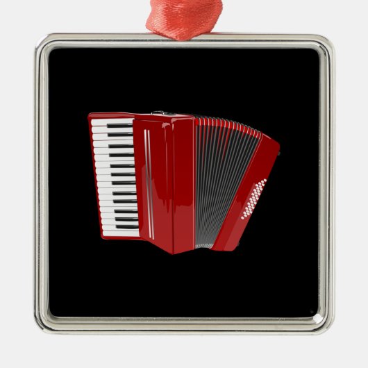 Accordeon: De Rode Accordeon Metalen Ornament (Voorkant)
