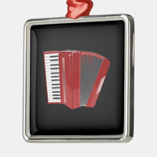 Accordeon: De Rode Accordeon Metalen Ornament (Links)