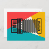 Accordeon Drie-Kleur - Turquoise Koraal Goud Muzie Briefkaart (Voorkant / Achterkant)