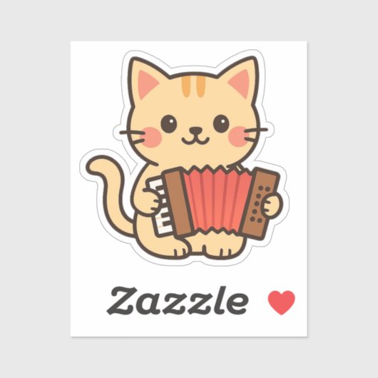 Accordeon Kat Tekening Sticker (Vel)