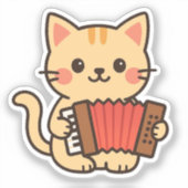 Accordeon Kat Tekening Sticker (Voorkant)