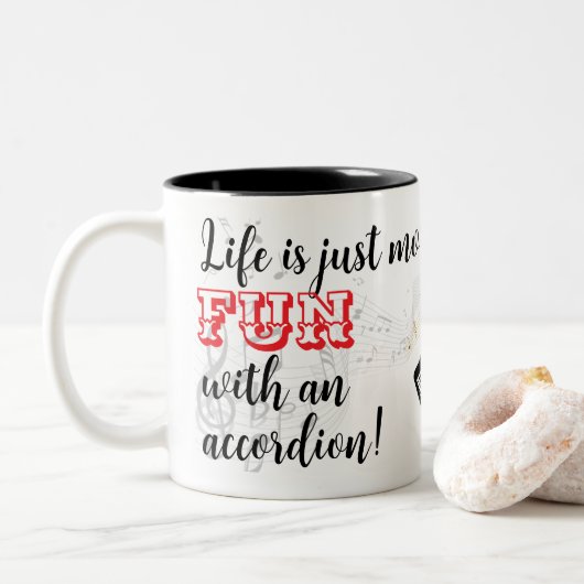 Accordeon Mok Leven is gewoon leuker MET Accordeon (Met donut)