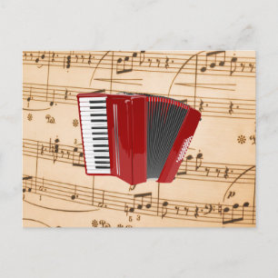 Accordeon: Rode Accordeon, populair ontwerp, Briefkaart