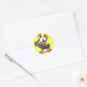 accordeon spelen cartoon hond ronde sticker (Envelop)