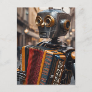 accordeon spelende astronaut briefkaart