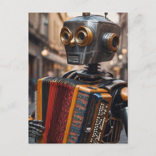 accordeon spelende astronaut briefkaart (Voorkant)