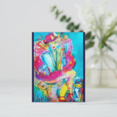 ACCORDEON SPELER IN DE NACHT WATERVERF BRIEFKAART (Staand voorkant)