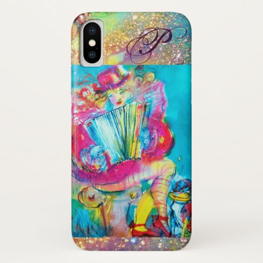 ACCORDEON SPELER IN DE NACHT WATERVERF MONOGRAM Case-Mate iPhone CASE (Achterkant)