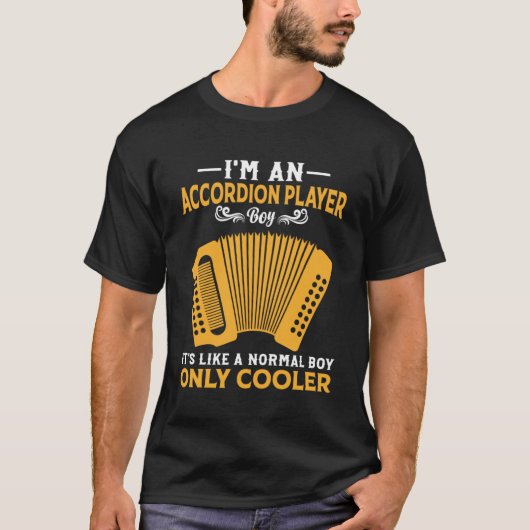 Accordeon speler jongen als een normale jongen all t-shirt (Voorkant)