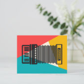 Accordeon Tri-Kleur - Turquoise Koraal Goud Muziek Briefkaart (Staand voorkant)