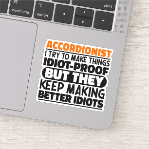 Accordeonist probeert dingen accordeonspeler te ma sticker