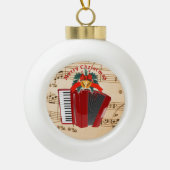 Accordeonmuziek, Kerstmisontwerp, Keramische Bal Ornament (Voorkant)