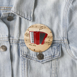Accordeonmuziek, populair ontwerp, ronde button 7,6 cm