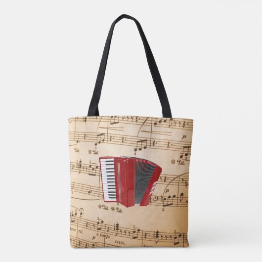Accordeonmuziek, populair ontwerp, tote bag (Achterkant)
