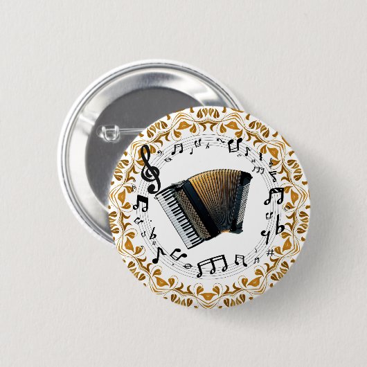 Accordeonontwerp in elegant zwart en goud ronde button 5,7 cm (Voorkant /achterkant)