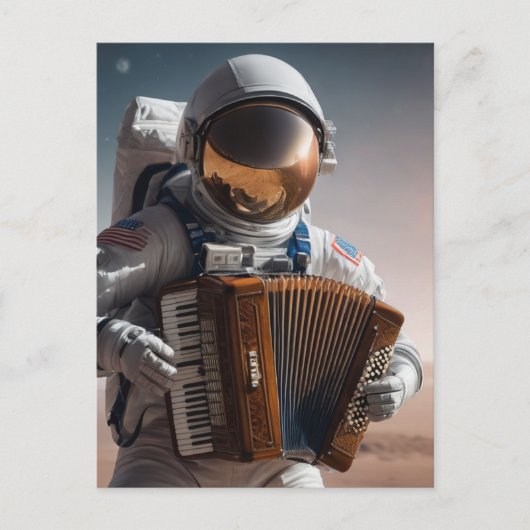 accordeonspel astronaut briefkaart (Voorkant)