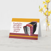 Accordeonspeler accordeonist Jubileum Kaart (Gele Bloem)