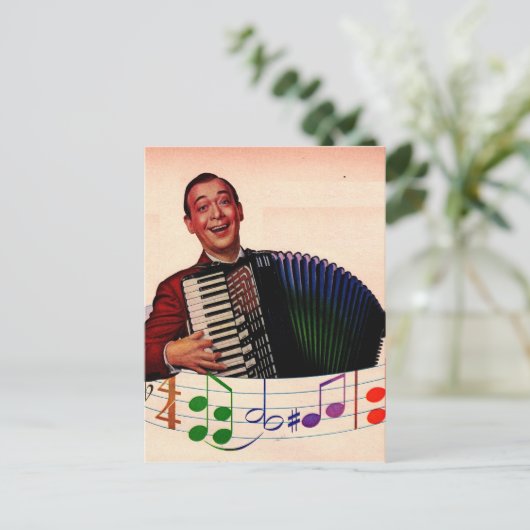 accordeonspeler briefkaart (Staand voorkant)