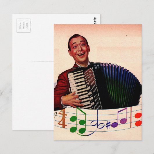 accordeonspeler briefkaart (Voorkant / Achterkant)
