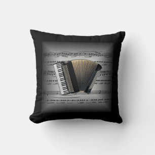 Accordion ~ 3-D-vel muziek ~ Pillow Grey/Black ~ Kussen