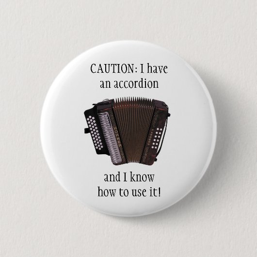 ACCORDION CAUTION-toets/pin badge Ronde Button 5,7 Cm (Voorkant)