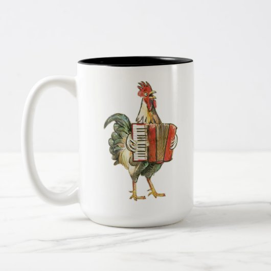 Accordion Chicken Shirt, Chicken Shirt, Chicken Mu Tweekleurige Koffiemok (Links)