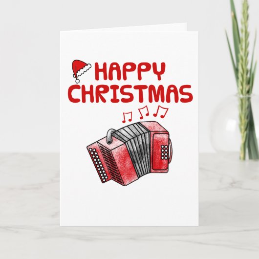 Accordion Christmas Kaart Folk Musician (Voorkant)