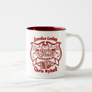 Accordion Cowboy Logo - rood Tweekleurige Koffiemok