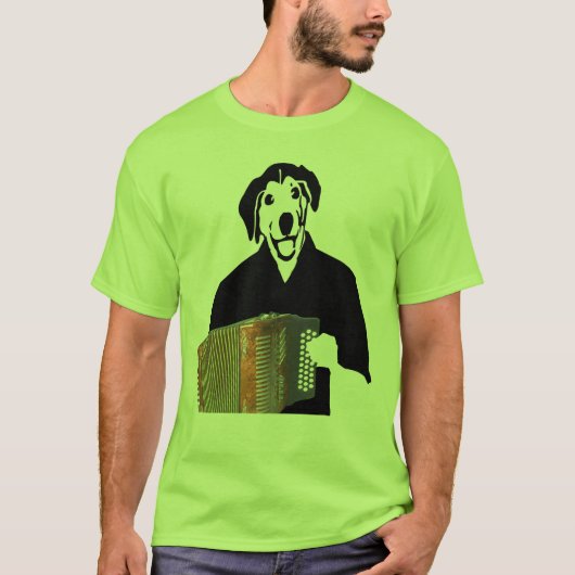 Accordion Dog Player Funny Cajun Music Tee Shirt (Voorkant)