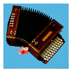 Accordion en Plumeria - Muziekinstrument Perfect Poster