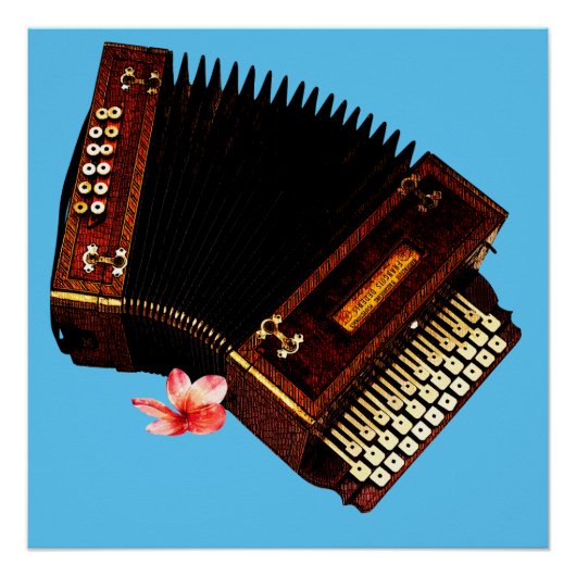 Accordion en Plumeria - Muziekinstrument Perfect Poster (Voorkant)