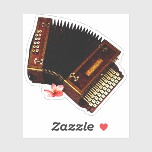 Accordion en Plumeria - Muziekinstrument Sticker (Vel)