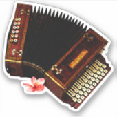 Accordion en Plumeria - Muziekinstrument Sticker (Voorkant)