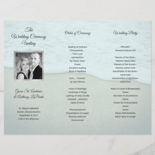 Accordion Fold Photo Beach Wedding Program (Voorkant)