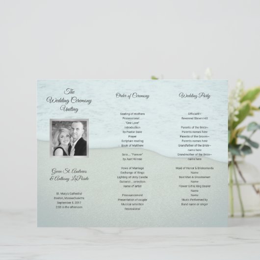 Accordion Fold Photo Beach Wedding Program (Staand voorkant)