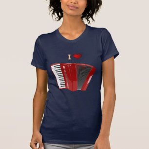 Accordion: Ik hou van mijn T-shirt met rode cordio