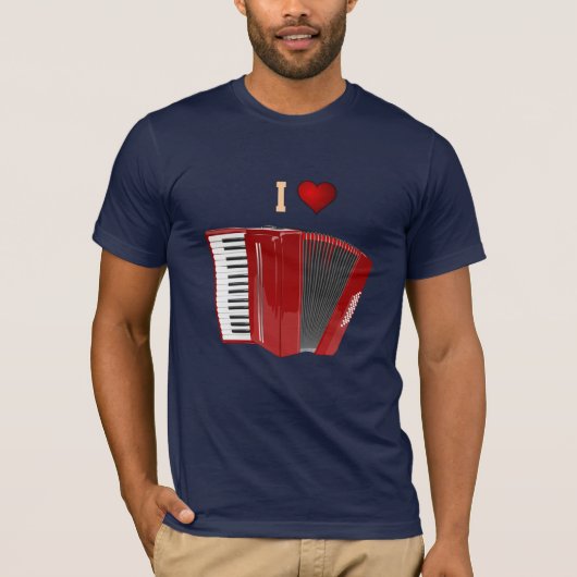 Accordion: Ik hou van mijn T-shirt met rode cordio (Voorkant)