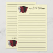 Accordion Instrument Musician Music Teacher Briefpapier (Voorkant / Achterkant)