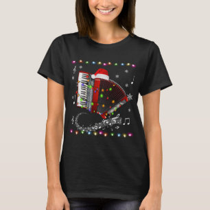 Accordion Instrument Santa Hat kerstlampje Xm T-shirt