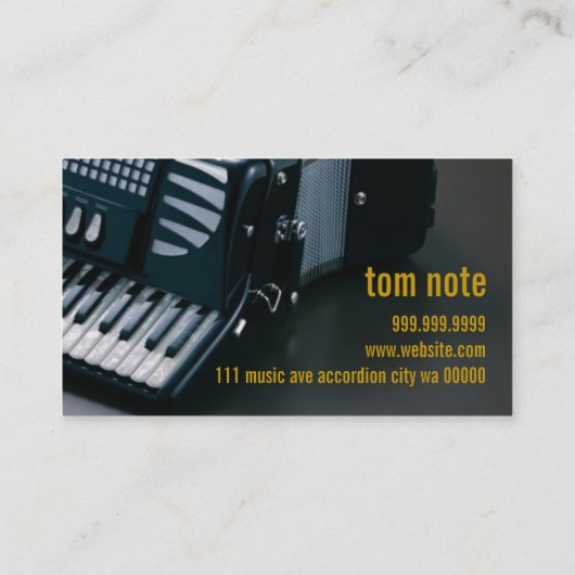 Accordion Lessen Music Instrumenten Lerares Visitekaartje (Achterkant)