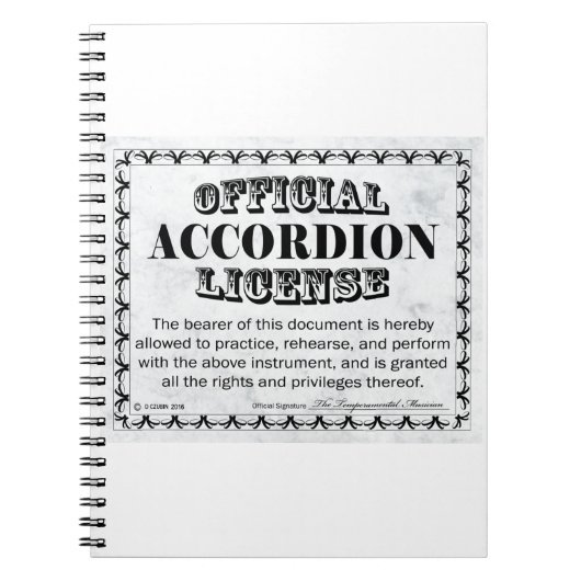 Accordion-licentie Notitieboek (Voorkant)