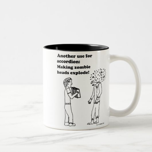 Accordion maakt Zombies exploderen Tweekleurige Koffiemok (Rechts)