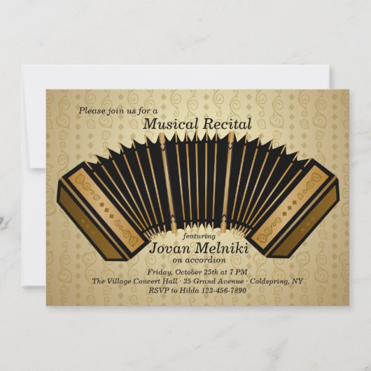 Accordion Music Overweging Uitnodiging (Voorkant)