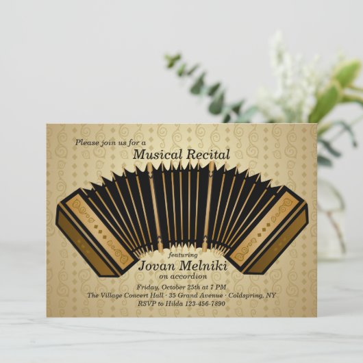 Accordion Music Overweging Uitnodiging (Staand voorkant)