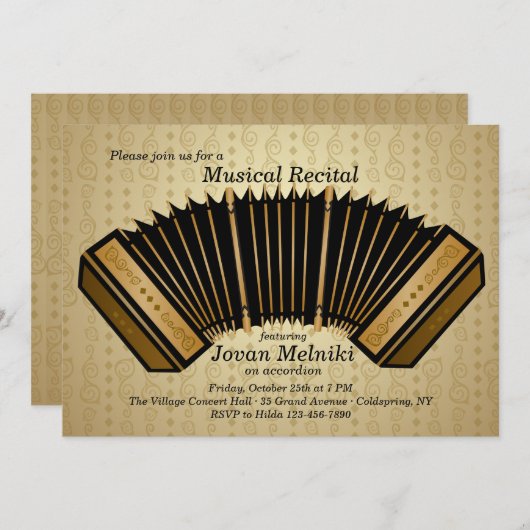 Accordion Music Overweging Uitnodiging (Voorkant / Achterkant)