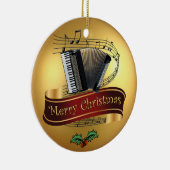 Accordion ~ Musical Scroll ~ Gold Merry Kerst~ Keramisch Ornament (Rechts)