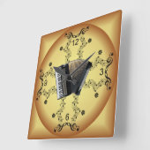 Accordion ~ Musical Scroll ~ Golden Background ~ Vierkante Klok (Hoek)